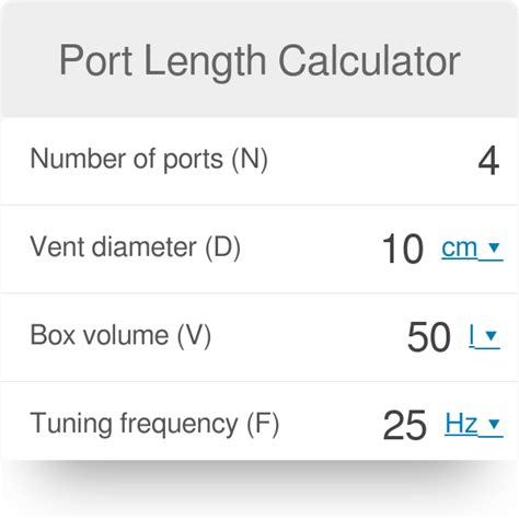 calcuating port size|Port Length Calculator .